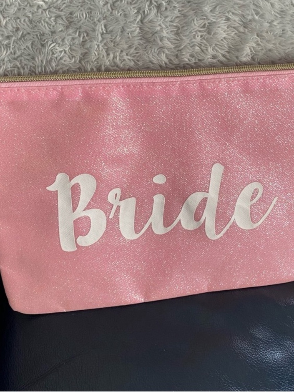 Bride Pink Glitter Cosmetic Bag - Bridal Makeup Pouch and 3 bridesmaids bags